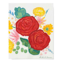 Poster Floral de Rosa Elegante de Aquarela Promise