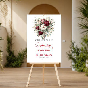 Poster Floral de Verde com Vermelho Intenso Refined para