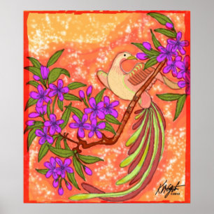 Poster floral do pássaro