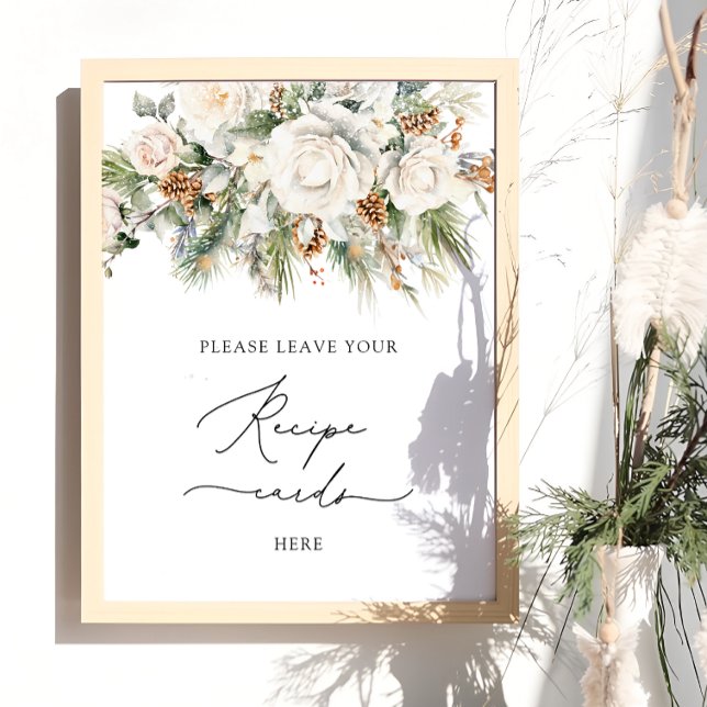 Poster Floral Elegante De Inverno Deixe Sua Placa De Rece (Criador carregado)