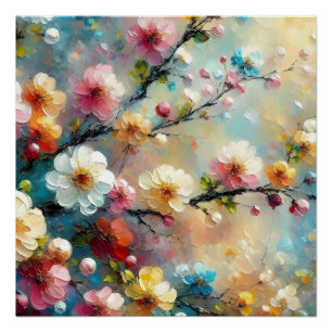 Póster Floral Elegante e Vibrante - Bloquear Bolosamente