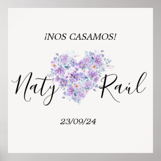 Poster Floral en Tonos Lilas