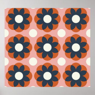 Poster Floral escandinavo: Design de colheita sem costura