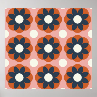 Poster Floral escandinavo: Design de colheita sem costura