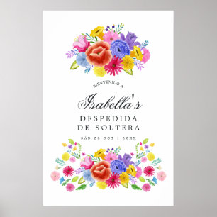 Poster Floral espanhola Fiesta Chá de panela de Boas-vind