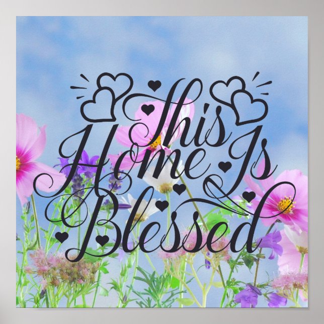 Poster Floral - Esta Casa É Abençoada (Frente)