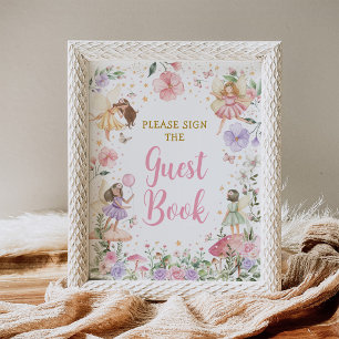 Poster Floral Fairy Garden Sinal de Livro de Aniversário