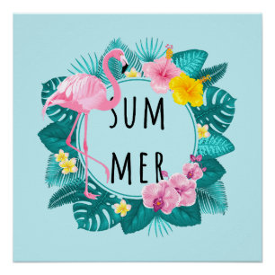 Póster Floral Flamingo Summer Bliss