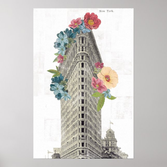 Poster Floral Flat Iron | Nova Iorque, Nova Iorque (Frente)