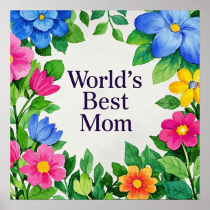Poster Floral Fllower World é a melhor mãe