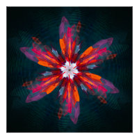 Floral Flores de Mandala Laranja Vermelho Abstrato