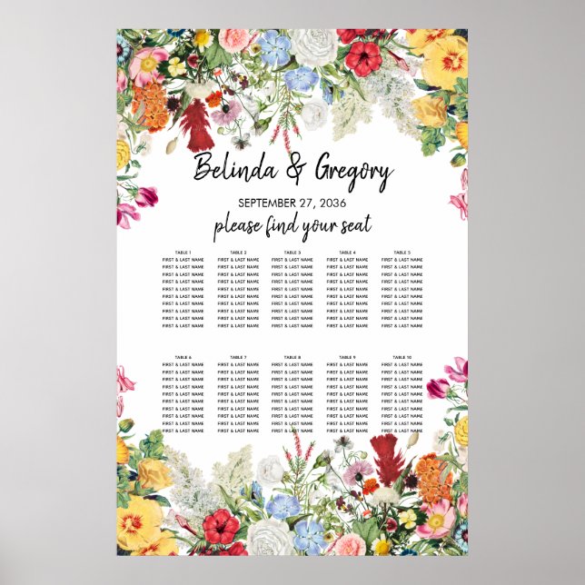 Poster Floral Garden Flowers Casamento (Frente)