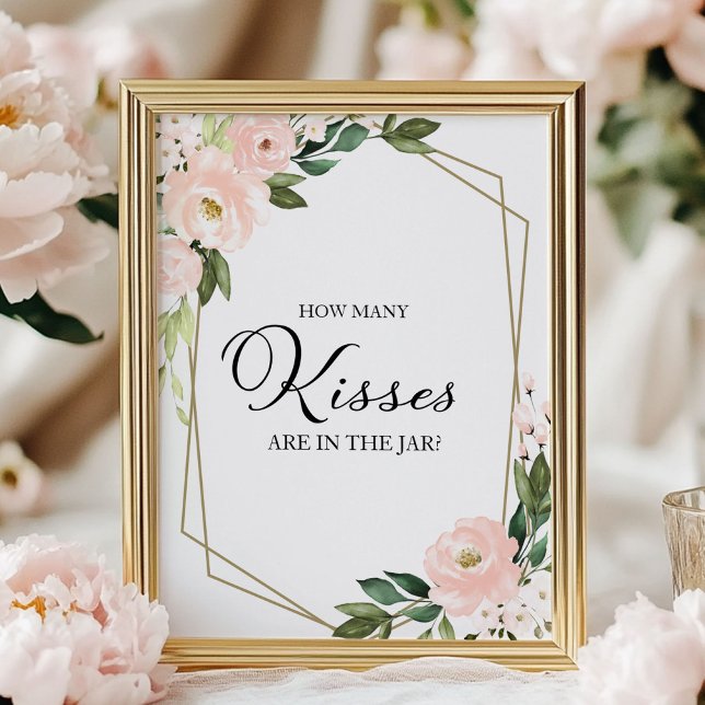 Poster Floral Geométrico Beijo Cor-de-Rosa Quantos Beijos (Criador carregado)