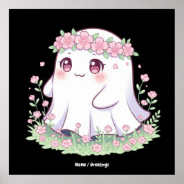 Poster Floral Ghost Halloween Figurume para Meninas