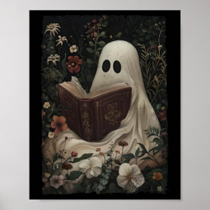 Poster Floral Ghost Leading Book Halloween Figurume Gothi