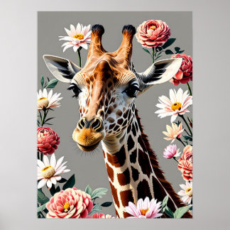 Poster floral girafa