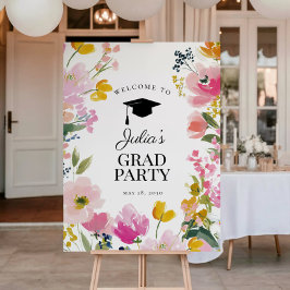 Poster Floral Graduation Party Welcome Sign