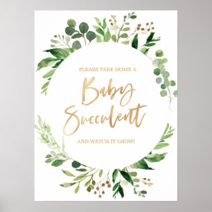 Poster Floral Greenery Baby Chá de fraldas Suculento