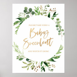 Poster Floral Greenery Baby Succult Chá de fraldas