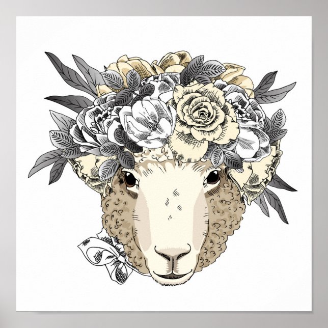 Poster Floral Halo Sheep (Frente)