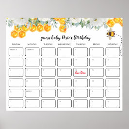 Poster Floral Honeycomb | Chute de Data de Nascimento do 