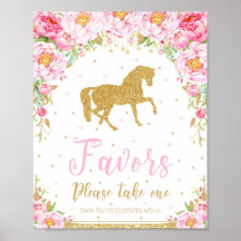 Poster Floral Horse Festa de aniversário Favorece Sinal d