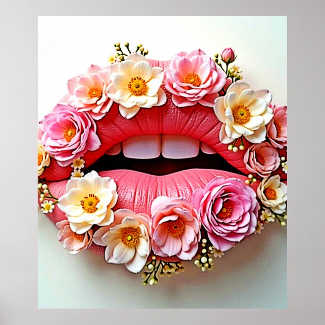Poster Floral Lips Artistry (Frente)