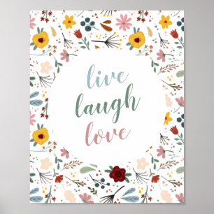 Poster Floral Live Laugh Love