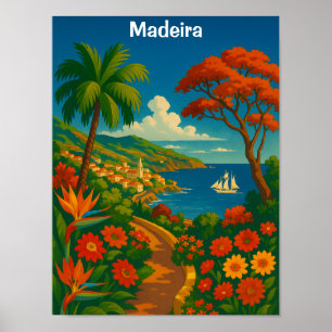 Poster Floral Madeira Vintage Viagem Arte Colorida