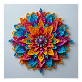 Póster Floral Mandala futurística