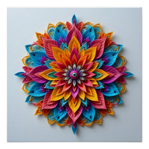 Póster Floral Mandala futurística