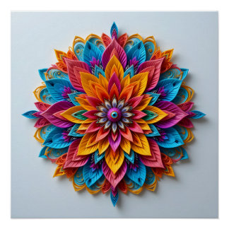 Póster Floral Mandala futurística