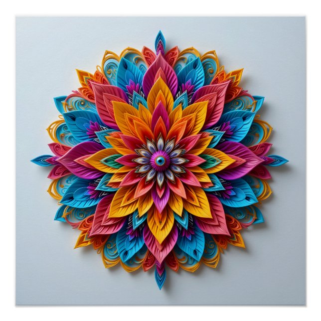 Póster Floral Mandala futurística (Frente)