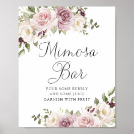 Poster Floral Mauve Blush Elegant Wedding Mimosa Bar