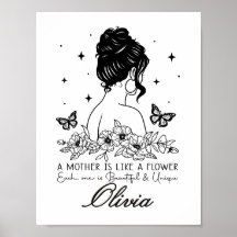 Floral Minimalista Moderna Dia das Mães Nome Perso