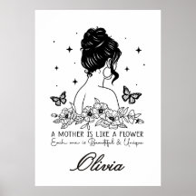 Floral Minimalista Moderna Dia das Mães Nome Perso