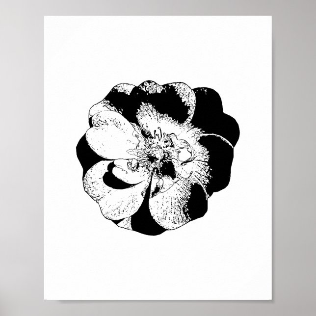 Poster Floral Mínimo Preto e Branco (Frente)