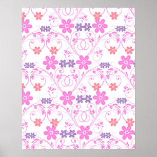 Póster Floral Moderno Puro e Rosa