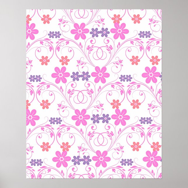 Póster Floral Moderno Puro e Rosa (Frente)