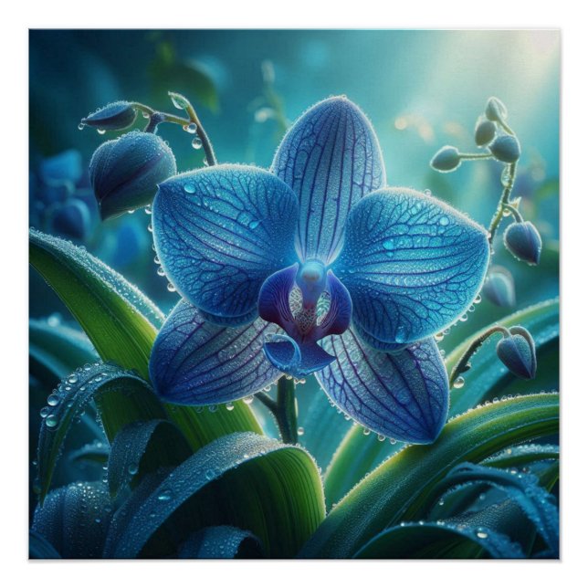 Póster Floral Orquídea Azul (Frente)