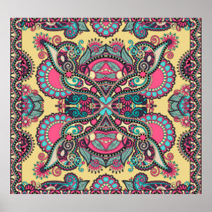 Poster Floral Paisley Bandanna: Tradicional Ornamental