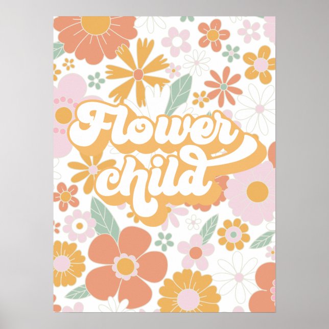 Poster floral para crianças com flores retrorrefle (Frente)