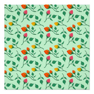 Póster Floral pattern with colored rose flowers