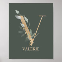 Poster Floral Personalizado V Monograma