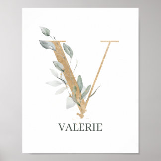Poster Floral Personalizado V Monograma