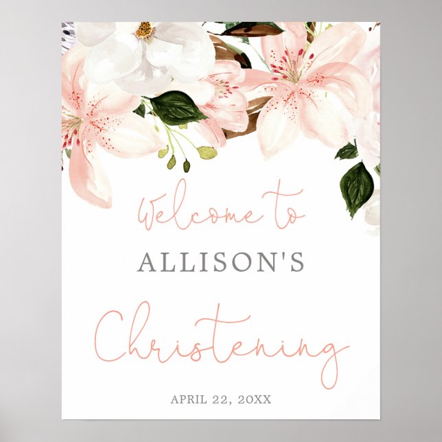 Poster Floral primavera Christening (Frente)
