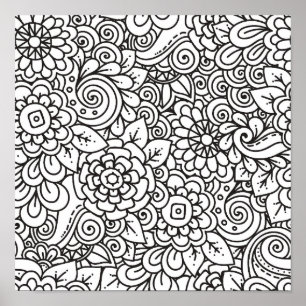 Póster Floral Retro Doodle 2