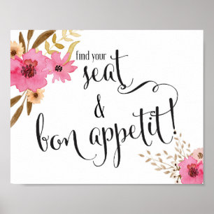 Poster Floral rosa Encontre seu assento e Bon Aparência