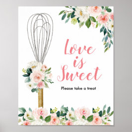 Poster Floral Rosa Logo Amor é Doce Prestes a ser Levado