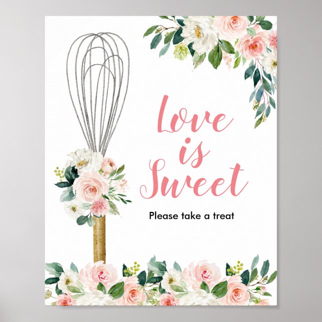 Poster Floral Rosa Logo Amor é Doce Prestes a ser Levado (Frente)